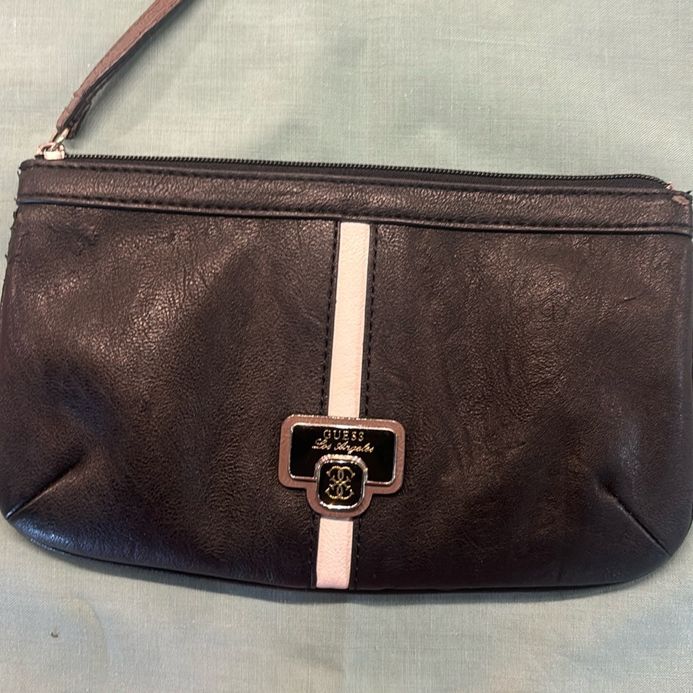 Guess Los Angeles black leather clutch